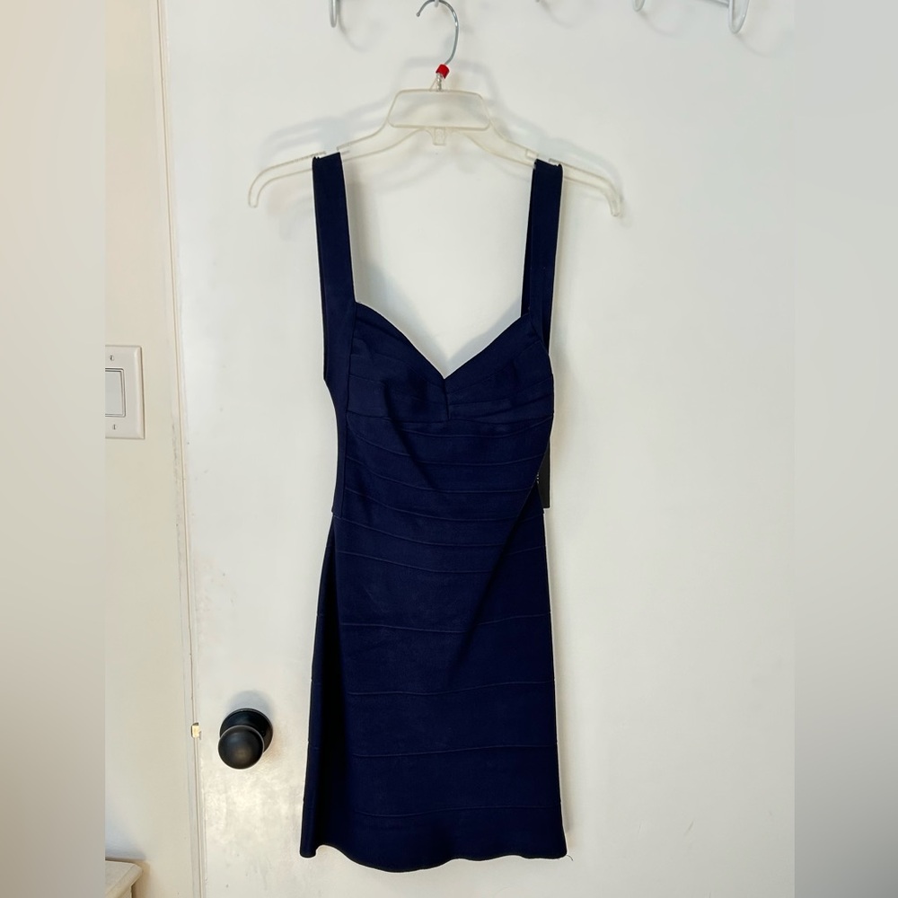 Navy Backless Mini Bandage Dress